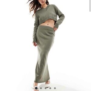 Elegant Olive Green Knit Set